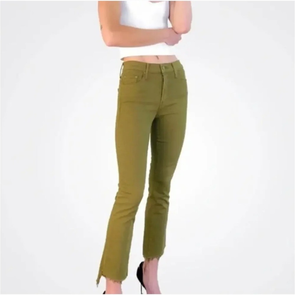 MOTHER Olive Green Ankle Crop Jeans